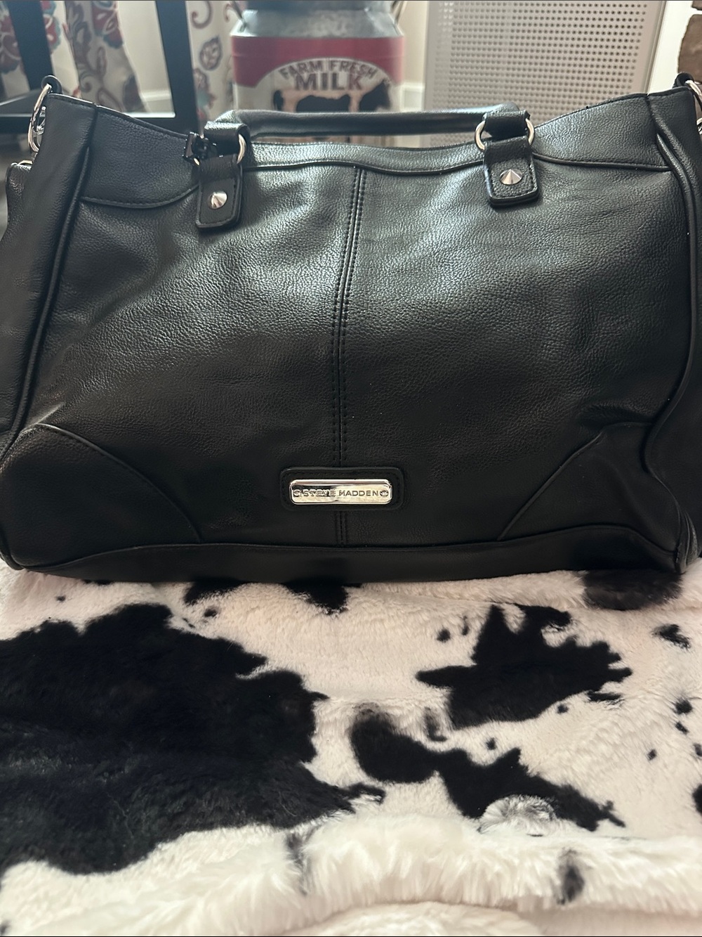 Steve Madden Black Pebbled Tote